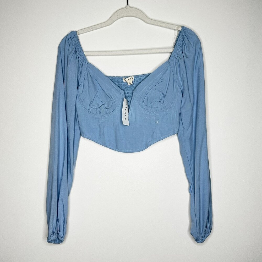 LA Hearts PacSun Notched Long Sleeve Corset Top NWT |‎ Size Small